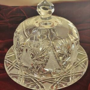 American Brilliant Cut Crystal Butter Keep.